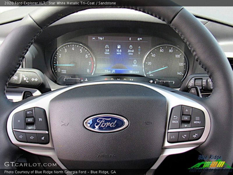 Star White Metallic Tri-Coat / Sandstone 2020 Ford Explorer XLT