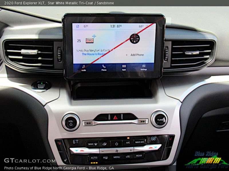 Star White Metallic Tri-Coat / Sandstone 2020 Ford Explorer XLT