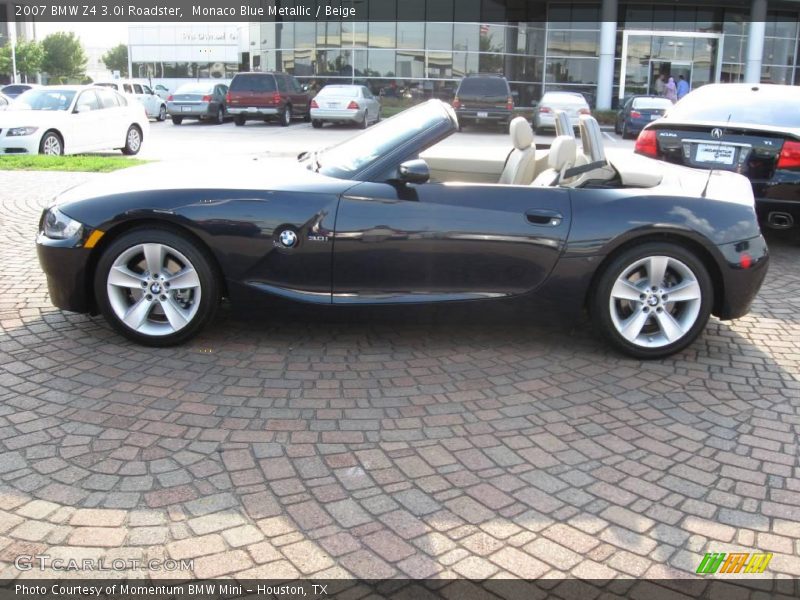 Monaco Blue Metallic / Beige 2007 BMW Z4 3.0i Roadster