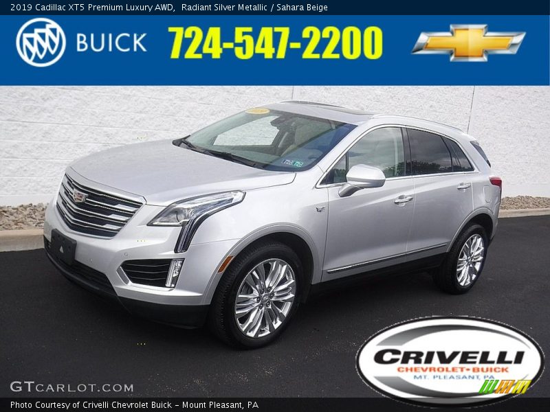 Radiant Silver Metallic / Sahara Beige 2019 Cadillac XT5 Premium Luxury AWD