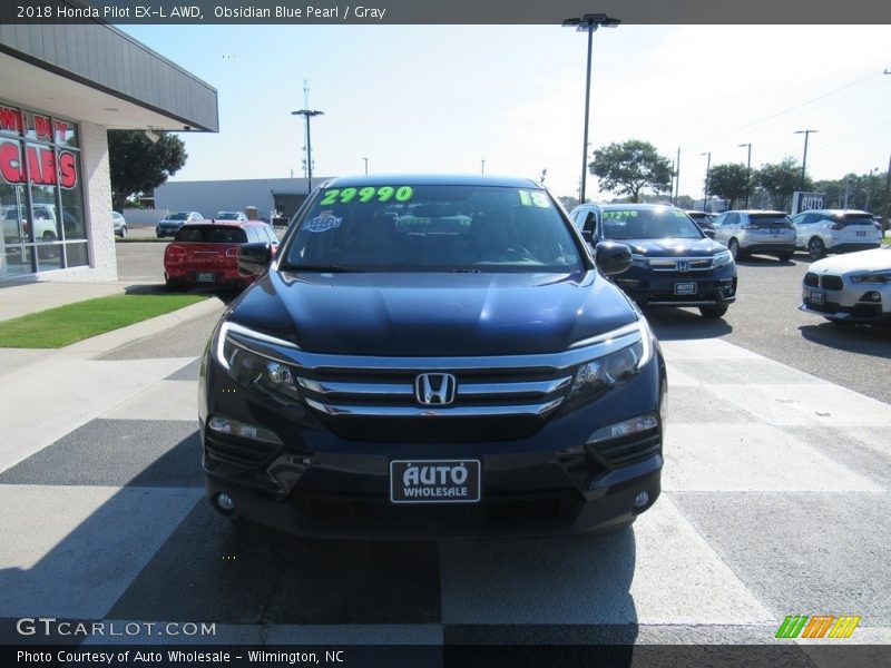 Obsidian Blue Pearl / Gray 2018 Honda Pilot EX-L AWD