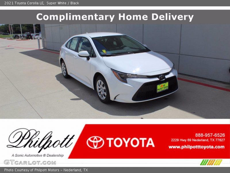 Super White / Black 2021 Toyota Corolla LE