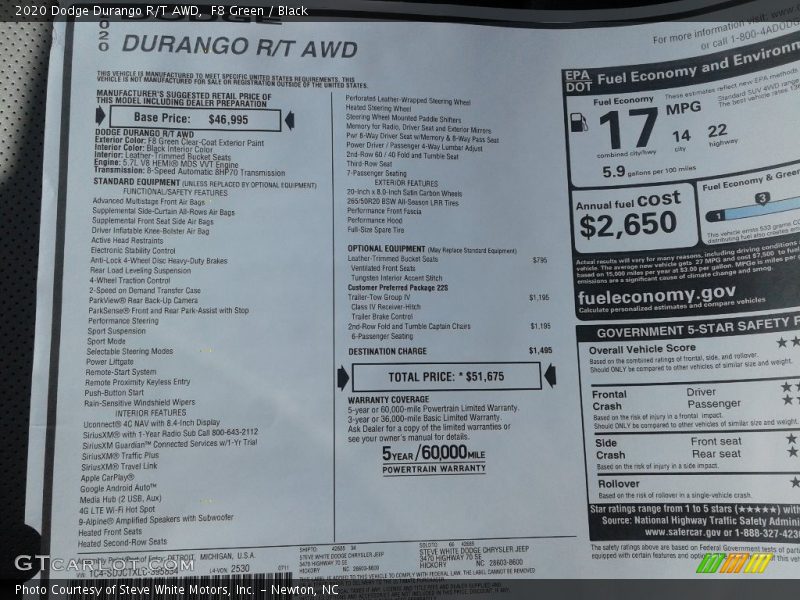 F8 Green / Black 2020 Dodge Durango R/T AWD