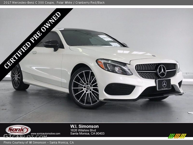 Polar White / Cranberry Red/Black 2017 Mercedes-Benz C 300 Coupe