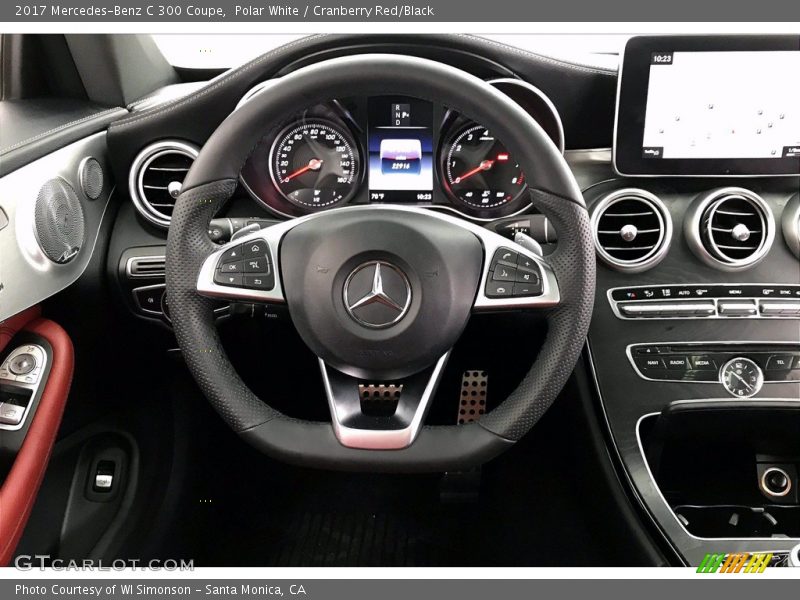 Polar White / Cranberry Red/Black 2017 Mercedes-Benz C 300 Coupe