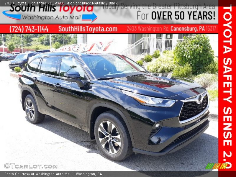Midnight Black Metallic / Black 2020 Toyota Highlander XLE AWD