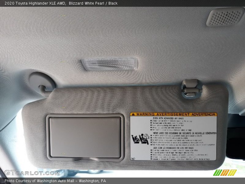 Blizzard White Pearl / Black 2020 Toyota Highlander XLE AWD