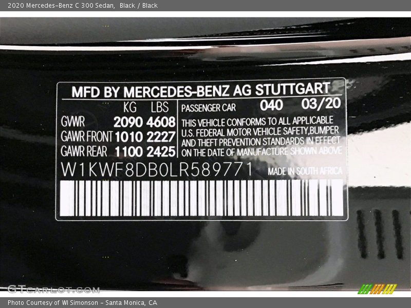 Black / Black 2020 Mercedes-Benz C 300 Sedan