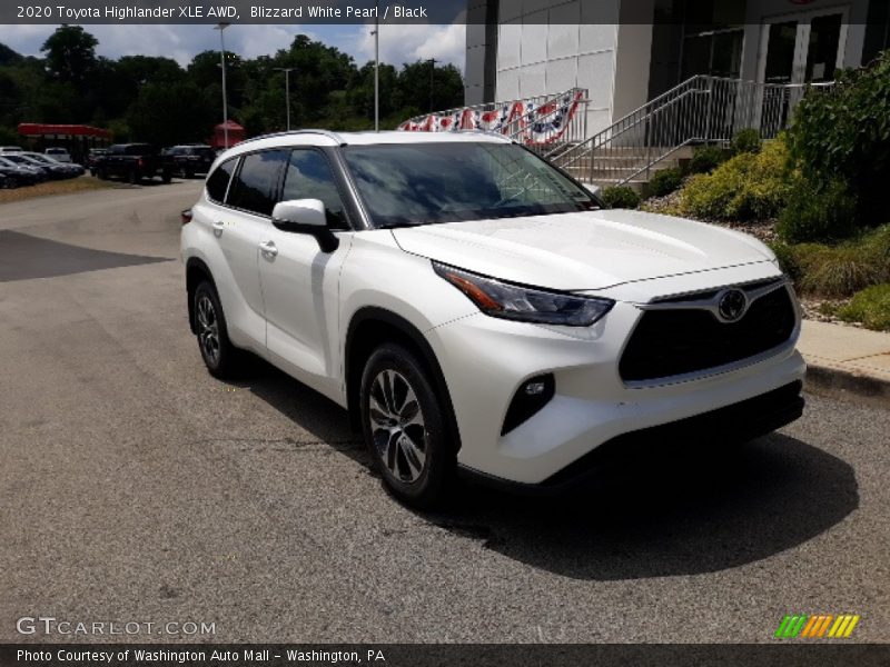 Blizzard White Pearl / Black 2020 Toyota Highlander XLE AWD