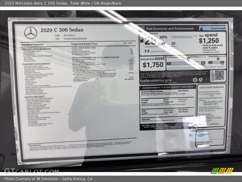 Polar White / Silk Beige/Black 2020 Mercedes-Benz C 300 Sedan