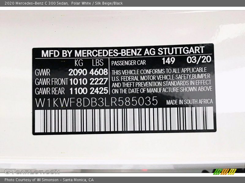 Polar White / Silk Beige/Black 2020 Mercedes-Benz C 300 Sedan