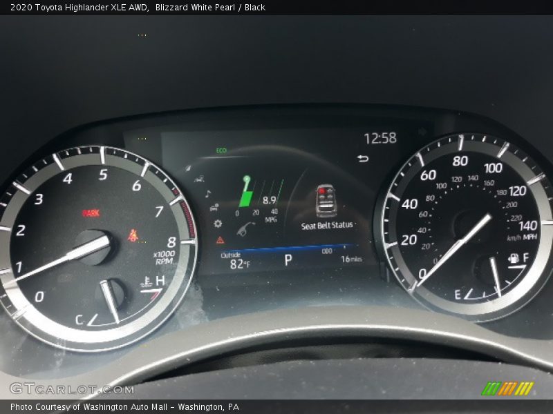Blizzard White Pearl / Black 2020 Toyota Highlander XLE AWD
