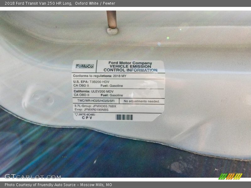 Oxford White / Pewter 2018 Ford Transit Van 250 HR Long