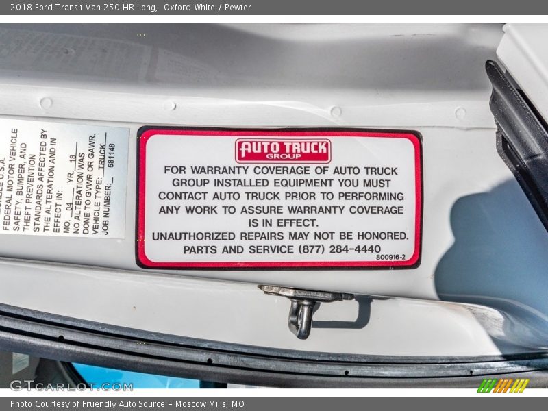 Oxford White / Pewter 2018 Ford Transit Van 250 HR Long