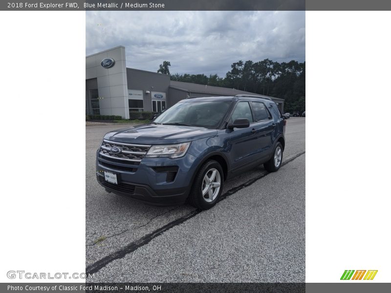 Blue Metallic / Medium Stone 2018 Ford Explorer FWD
