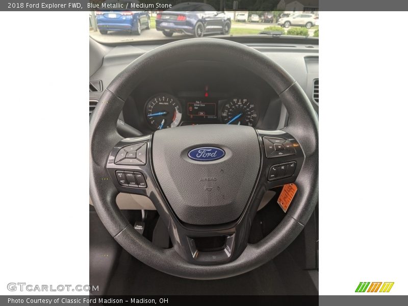 Blue Metallic / Medium Stone 2018 Ford Explorer FWD