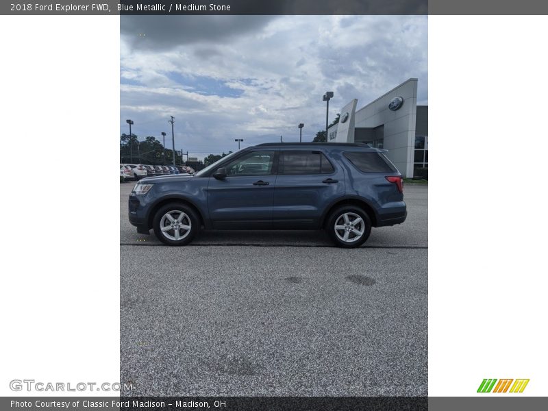 Blue Metallic / Medium Stone 2018 Ford Explorer FWD