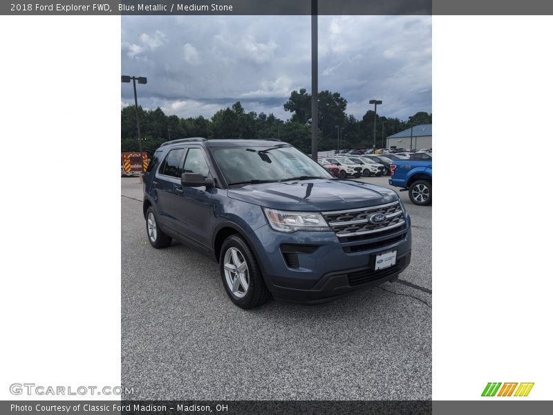Blue Metallic / Medium Stone 2018 Ford Explorer FWD