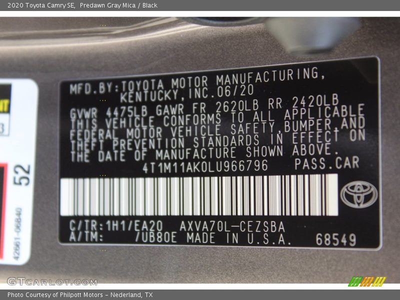 Predawn Gray Mica / Black 2020 Toyota Camry SE