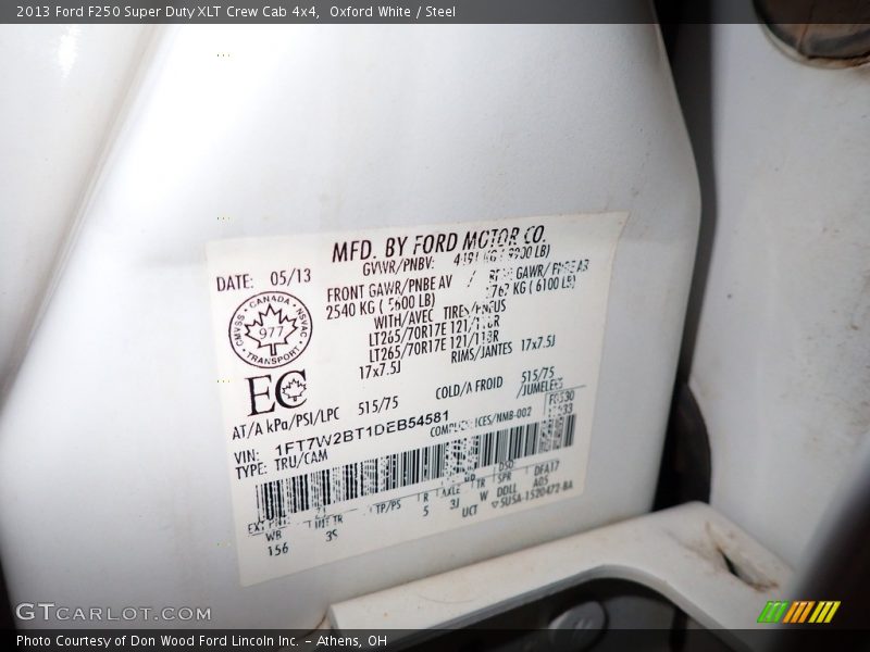 Oxford White / Steel 2013 Ford F250 Super Duty XLT Crew Cab 4x4