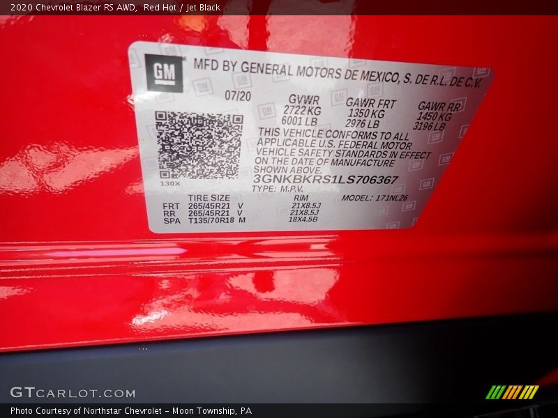 Red Hot / Jet Black 2020 Chevrolet Blazer RS AWD