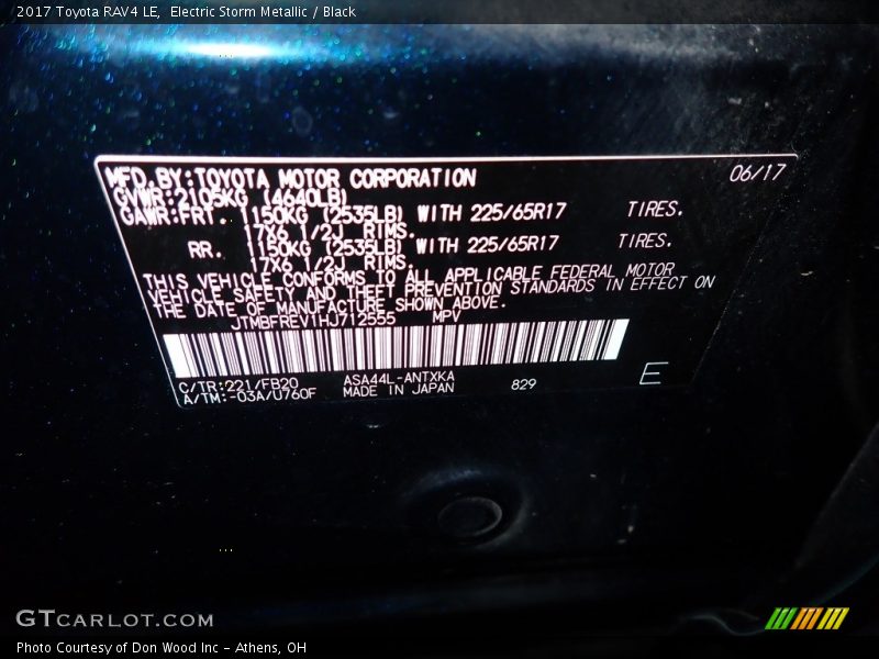 Electric Storm Metallic / Black 2017 Toyota RAV4 LE