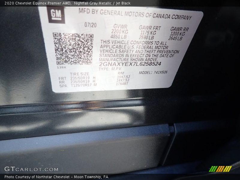 Nightfall Gray Metallic / Jet Black 2020 Chevrolet Equinox Premier AWD