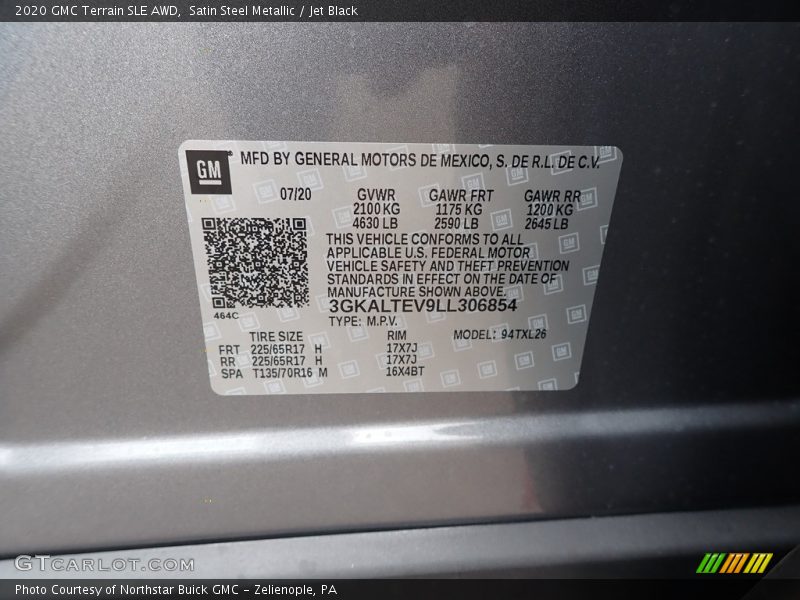 Satin Steel Metallic / Jet Black 2020 GMC Terrain SLE AWD