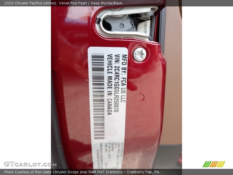 Velvet Red Pearl / Deep Mocha/Black 2020 Chrysler Pacifica Limited