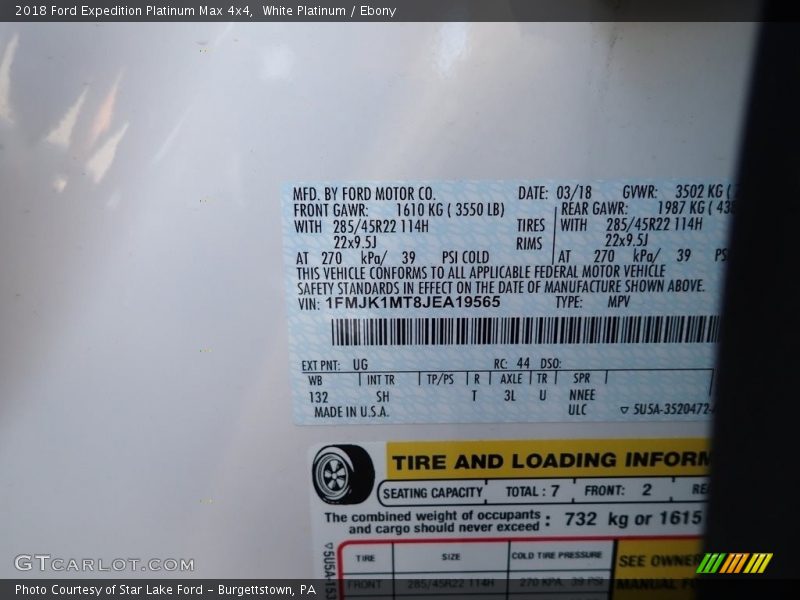White Platinum / Ebony 2018 Ford Expedition Platinum Max 4x4