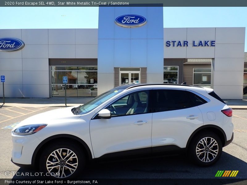 Star White Metallic Tri-Coat / Sandstone 2020 Ford Escape SEL 4WD