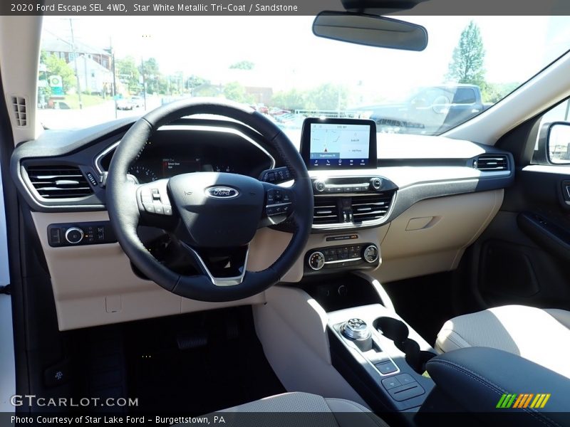 Star White Metallic Tri-Coat / Sandstone 2020 Ford Escape SEL 4WD