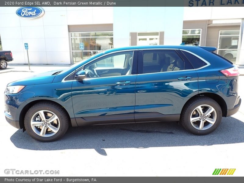 Dark Persian Green Metallic / Dune 2020 Ford Edge SEL AWD
