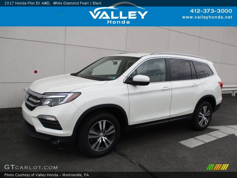 White Diamond Pearl / Black 2017 Honda Pilot EX AWD