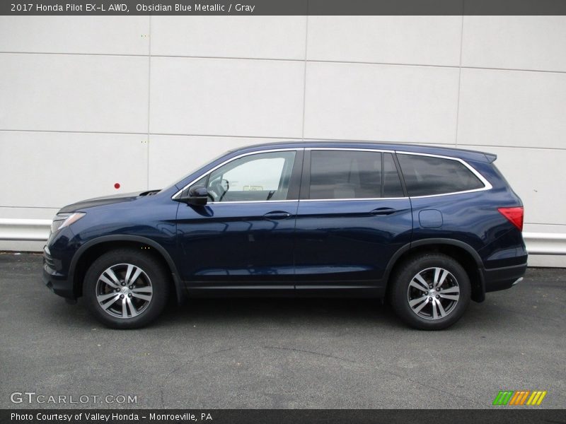 Obsidian Blue Metallic / Gray 2017 Honda Pilot EX-L AWD