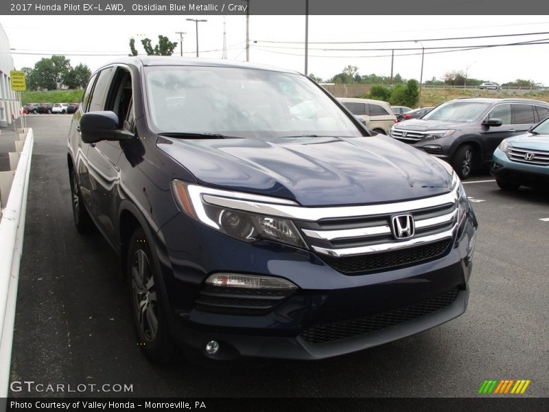 Obsidian Blue Metallic / Gray 2017 Honda Pilot EX-L AWD