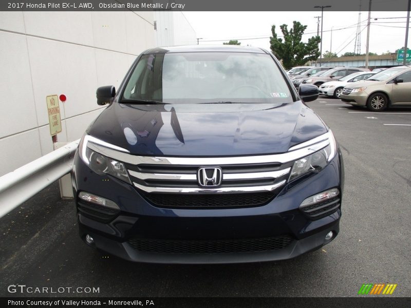 Obsidian Blue Metallic / Gray 2017 Honda Pilot EX-L AWD