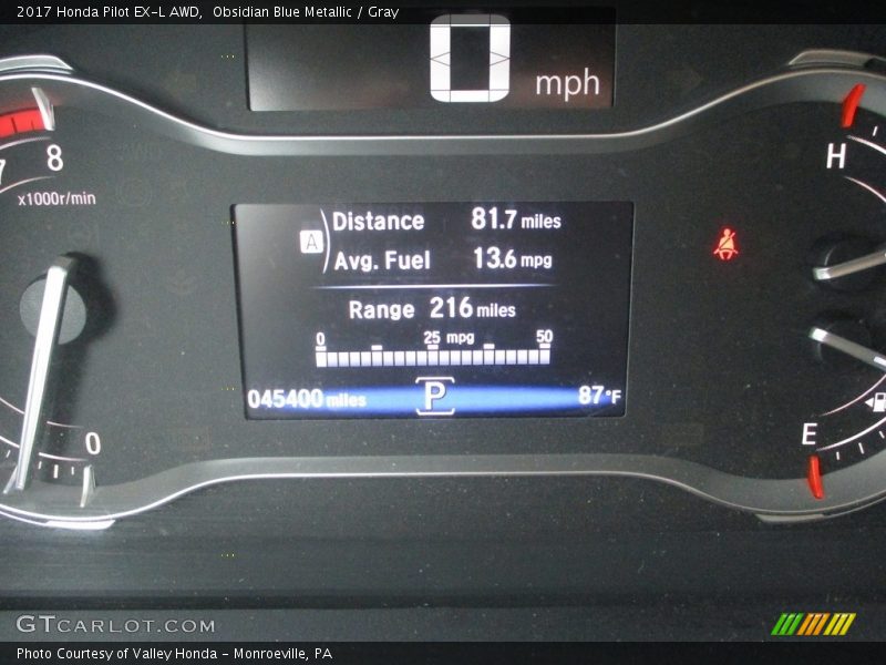 Obsidian Blue Metallic / Gray 2017 Honda Pilot EX-L AWD
