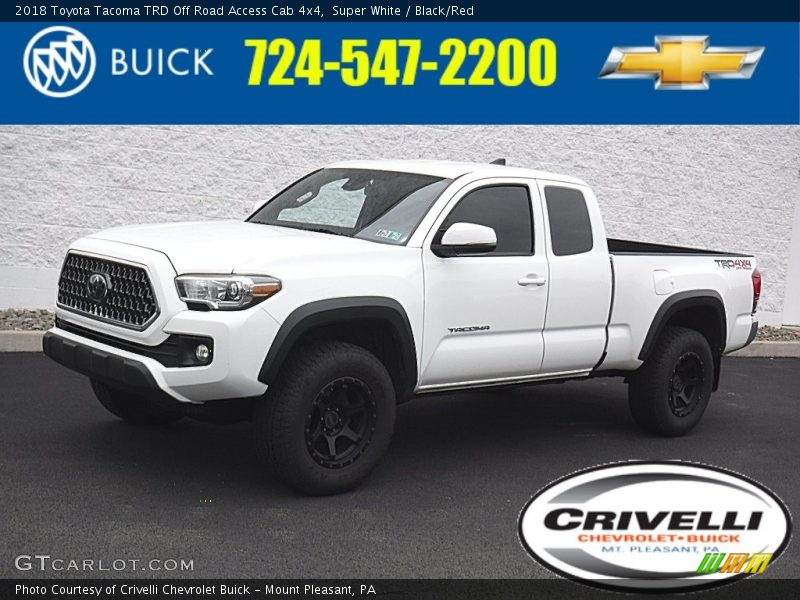 Super White / Black/Red 2018 Toyota Tacoma TRD Off Road Access Cab 4x4