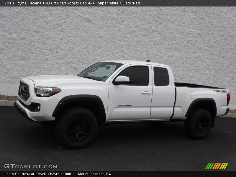 Super White / Black/Red 2018 Toyota Tacoma TRD Off Road Access Cab 4x4