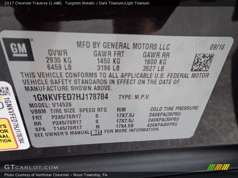 Tungsten Metallic / Dark Titanium/Light Titanium 2017 Chevrolet Traverse LS AWD