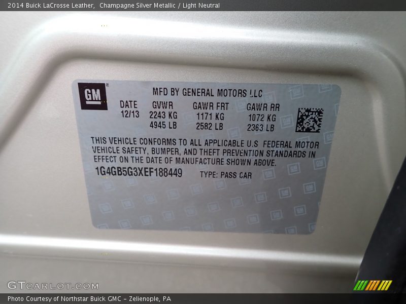 Champagne Silver Metallic / Light Neutral 2014 Buick LaCrosse Leather