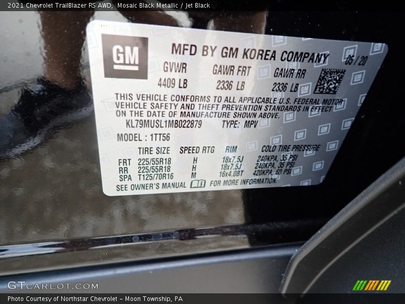 Mosaic Black Metallic / Jet Black 2021 Chevrolet TrailBlazer RS AWD