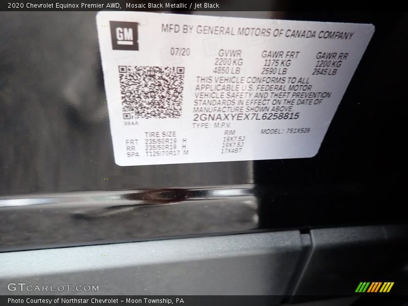 Mosaic Black Metallic / Jet Black 2020 Chevrolet Equinox Premier AWD