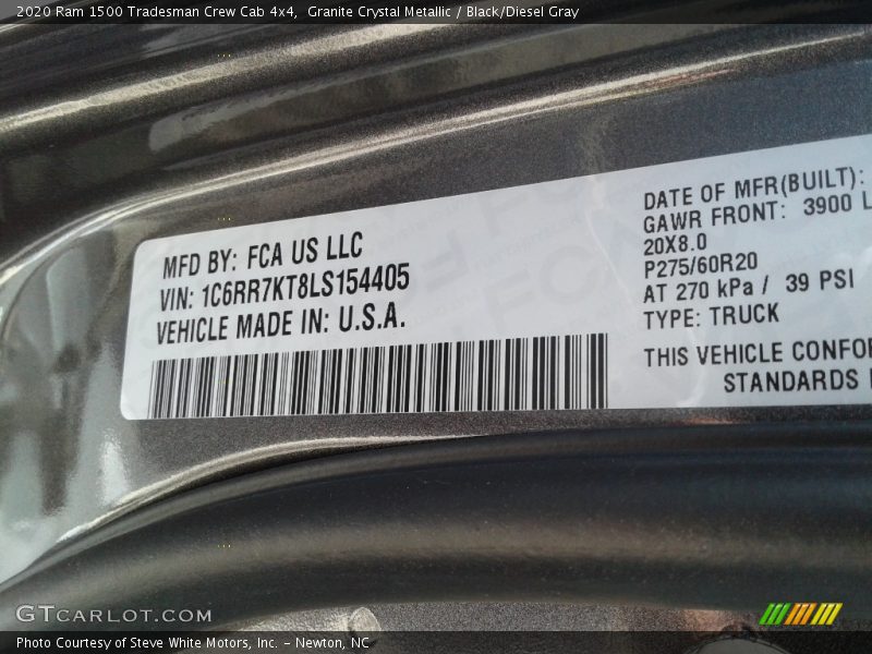 Granite Crystal Metallic / Black/Diesel Gray 2020 Ram 1500 Tradesman Crew Cab 4x4