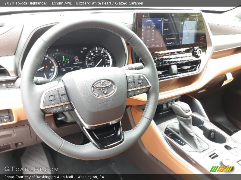 Blizzard White Pearl / Glazed Caramel 2020 Toyota Highlander Platinum AWD