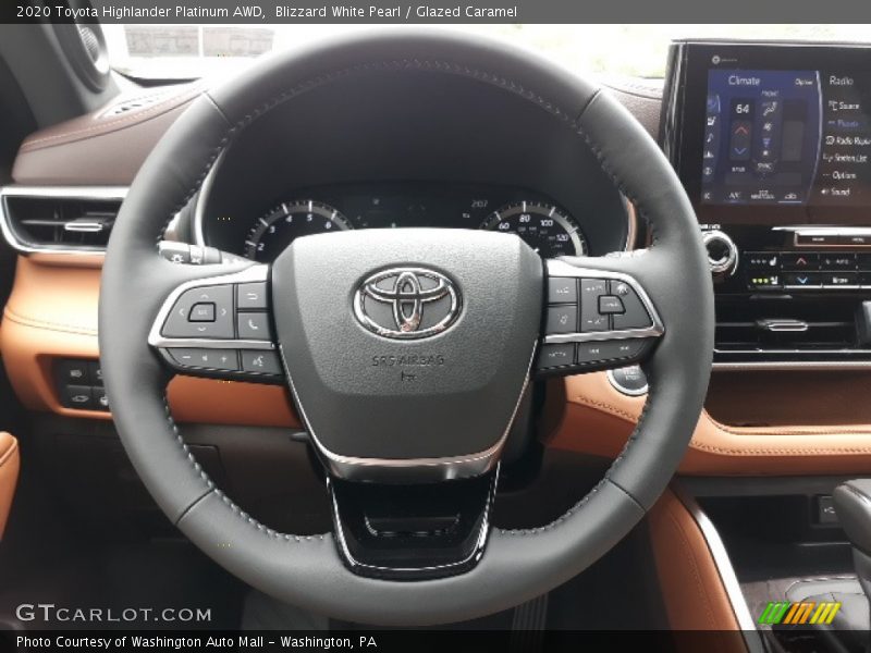 Blizzard White Pearl / Glazed Caramel 2020 Toyota Highlander Platinum AWD