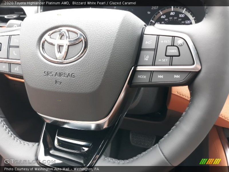Blizzard White Pearl / Glazed Caramel 2020 Toyota Highlander Platinum AWD