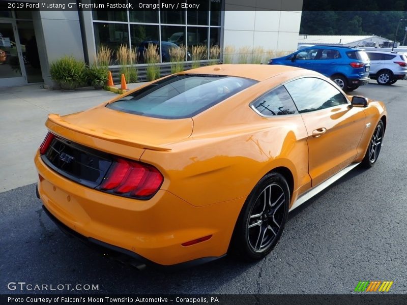 Orange Fury / Ebony 2019 Ford Mustang GT Premium Fastback