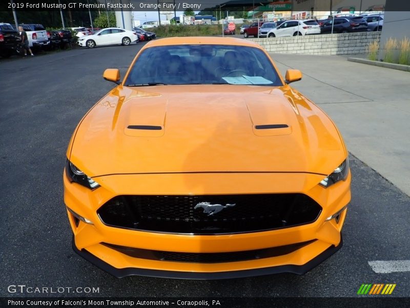 Orange Fury / Ebony 2019 Ford Mustang GT Premium Fastback